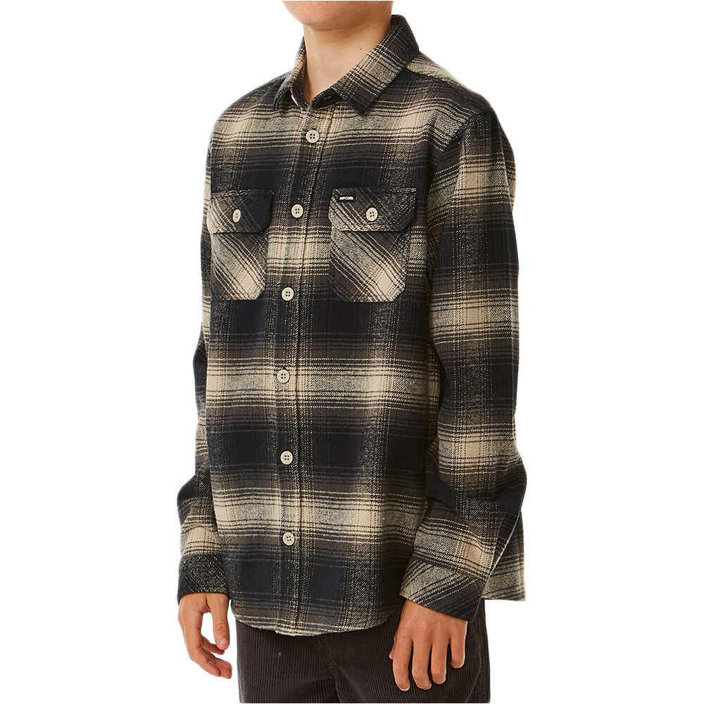 Rip Curl camiseta manga larga niño COUNT FLANNEL NEGRO vista trasera