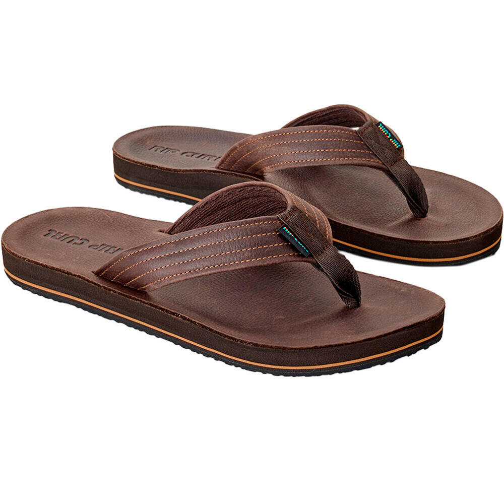 Rip Curl chanclas hombre SURF REVIVAL LEATHER MARRON puntera