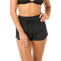 Rip Curl short baño mujer HIGH WAIST RETRO 3 NEGRO vista frontal