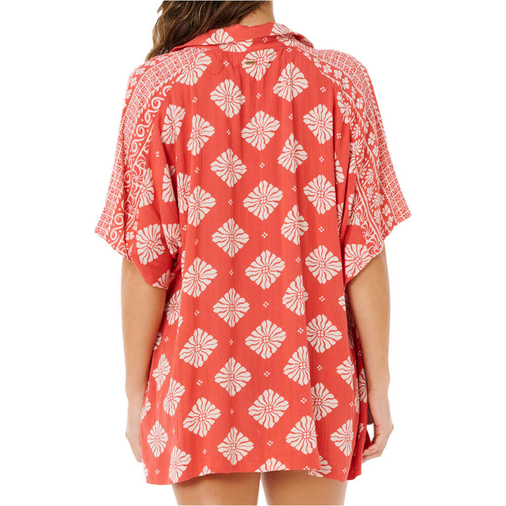 Rip Curl Vestido VENTURA VISCOSE ROJO vista trasera