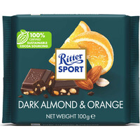 Ritter Sport Aperitivos/Snacks COLOURFUL DARK ALMOND & ORANGE 100g NARANJA