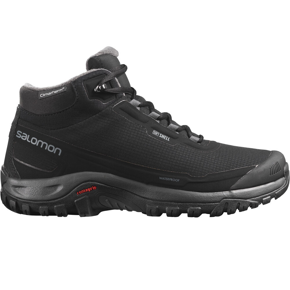 Salomon bota trekking hombre SHELTER CS WATERPROOF NEGRO lateral exterior