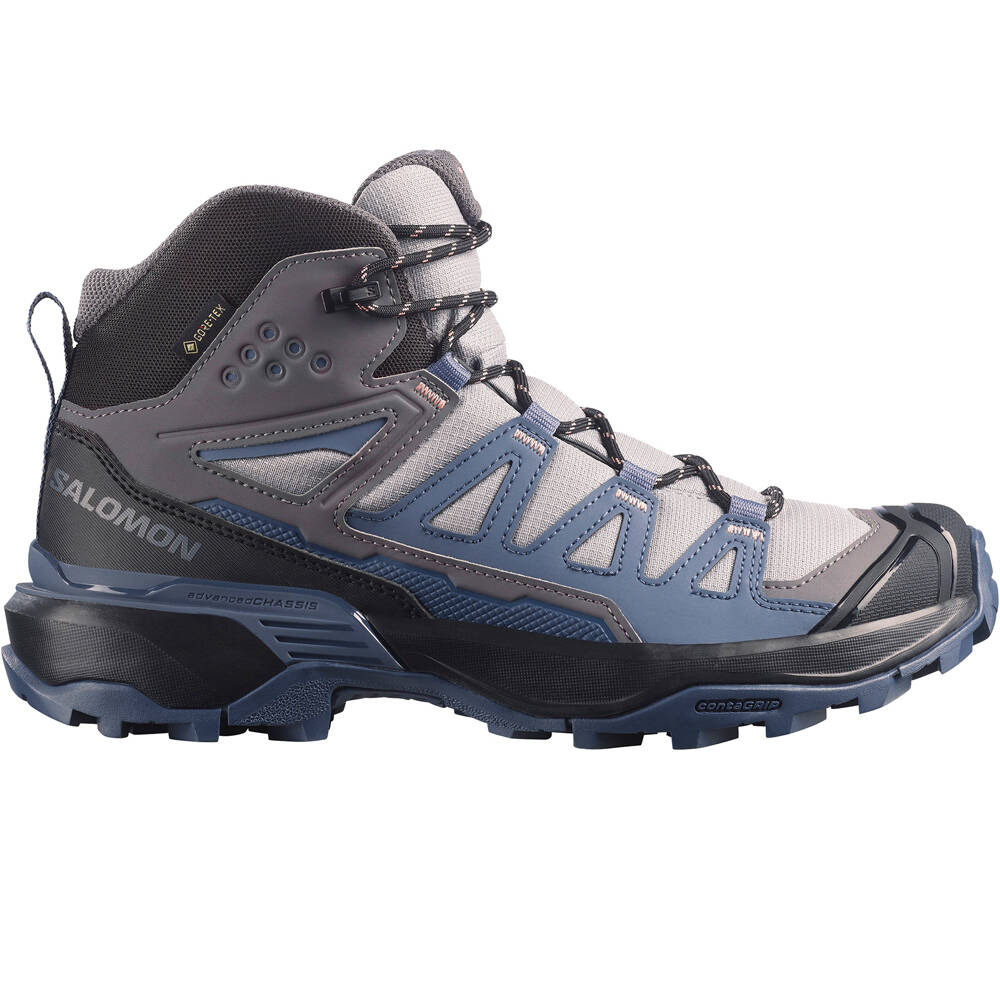 Salomon bota trekking mujer X ULTRA 360 MID GORE-TEX GRIS lateral exterior