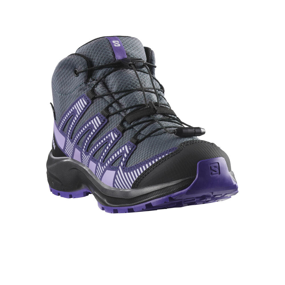 Salomon bota trekking niño XA PRO V8 MID WATERPROOF GRIS lateral interior