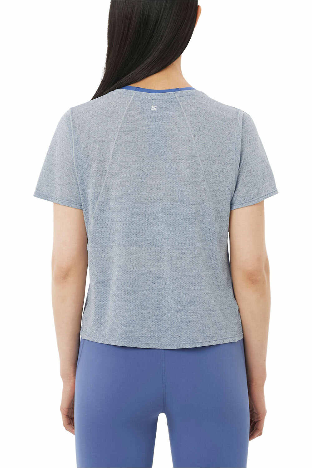 Salomon camiseta entrenamiento manga corta mujer SHKOUT AIR CROPP AZUL vista trasera