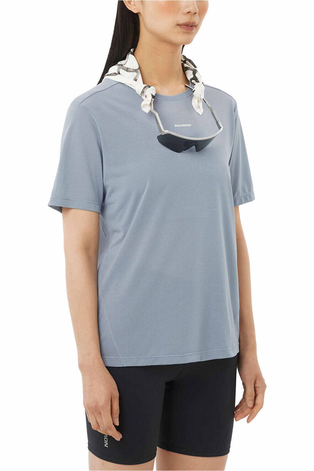 Salomon camiseta entrenamiento manga corta mujer SHKOUT CORE AZUL vista frontal