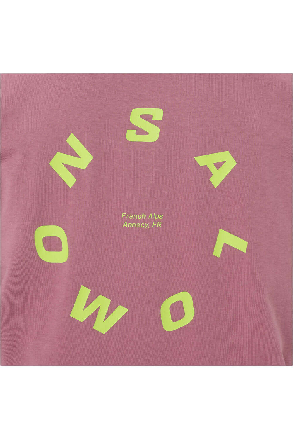 Salomon camiseta montaña manga corta hombre ROUND LOGO ROSA vista detalle