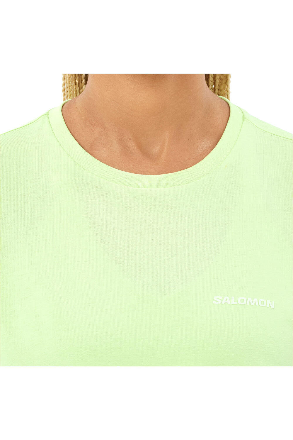 Salomon camiseta montaña manga corta mujer SHORT VERDE vista detalle