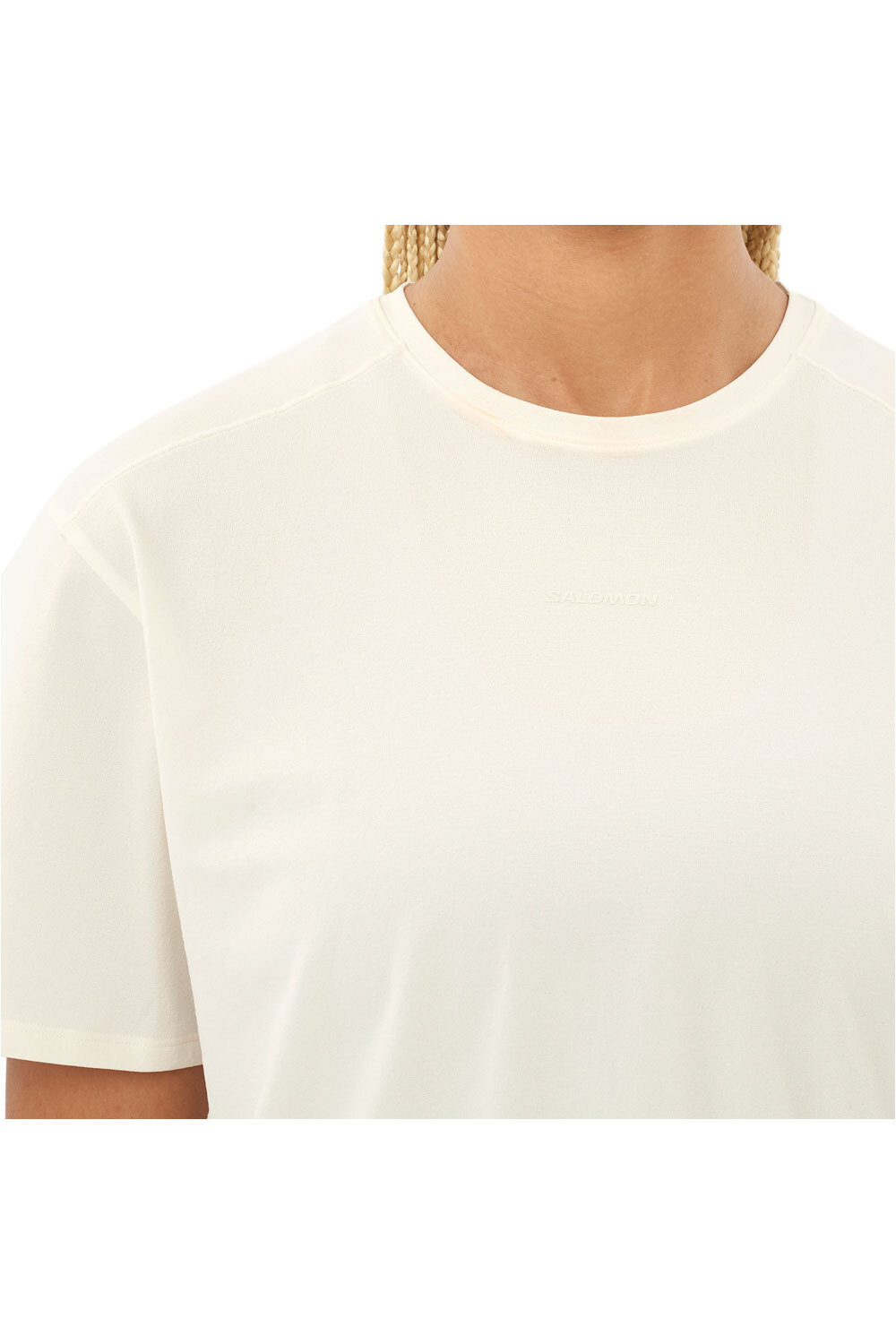 Salomon camiseta montaña manga corta mujer TRACKLINE BLANCO vista detalle