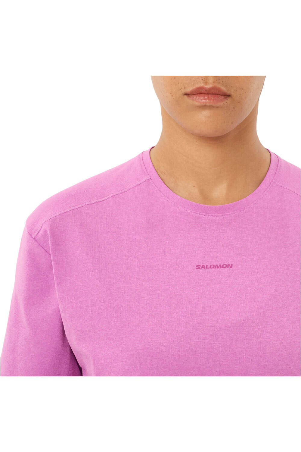 Salomon camiseta montaña manga corta mujer TRACKLINE ROSA vista detalle