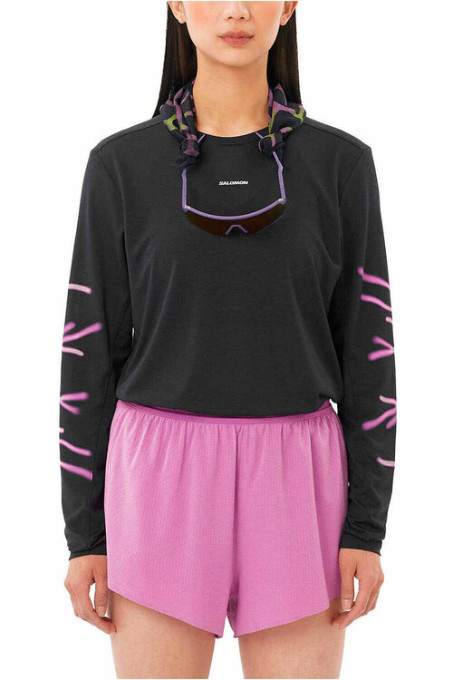 Salomon camiseta montaña manga larga mujer SHKOUT CORE NEGRO