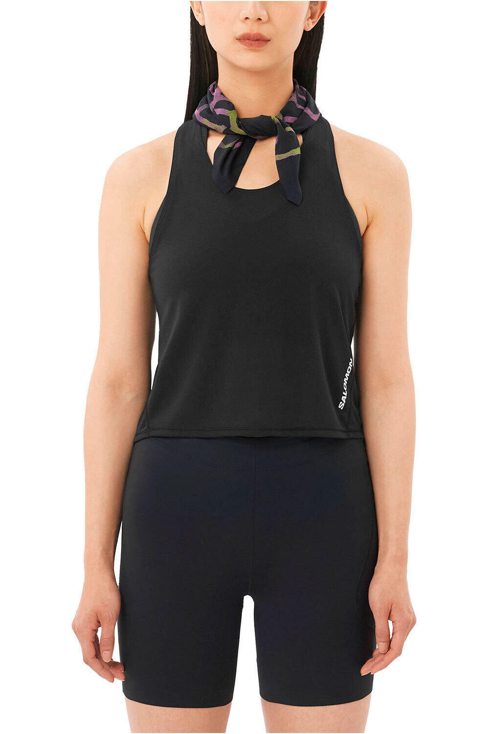 Salomon camiseta tirantes running SENSE AERO NEGRO vista frontal
