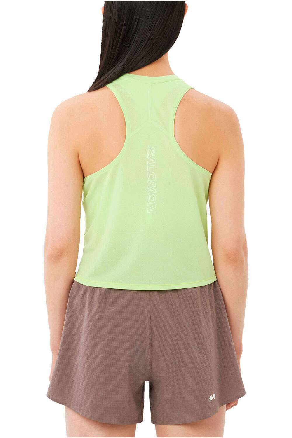 Salomon camiseta tirantes running SENSE AERO VERDE vista trasera