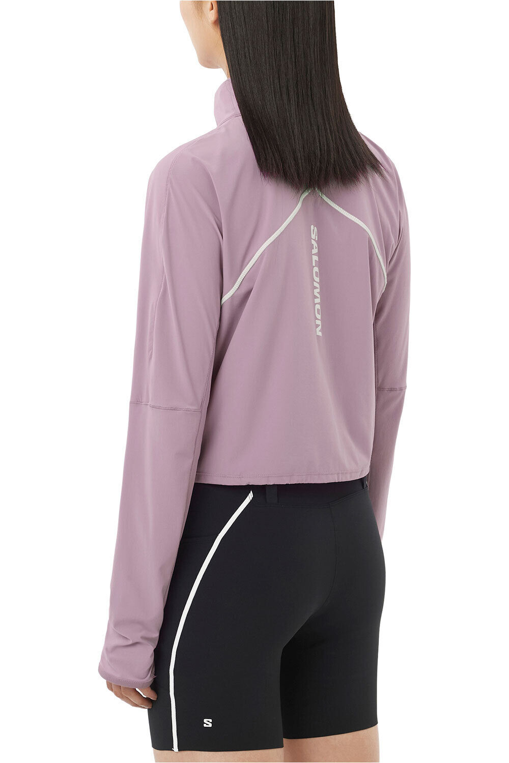 Salomon camisetas trail running manga larga mujer SENSE AERO HYBRID ROSA vista trasera
