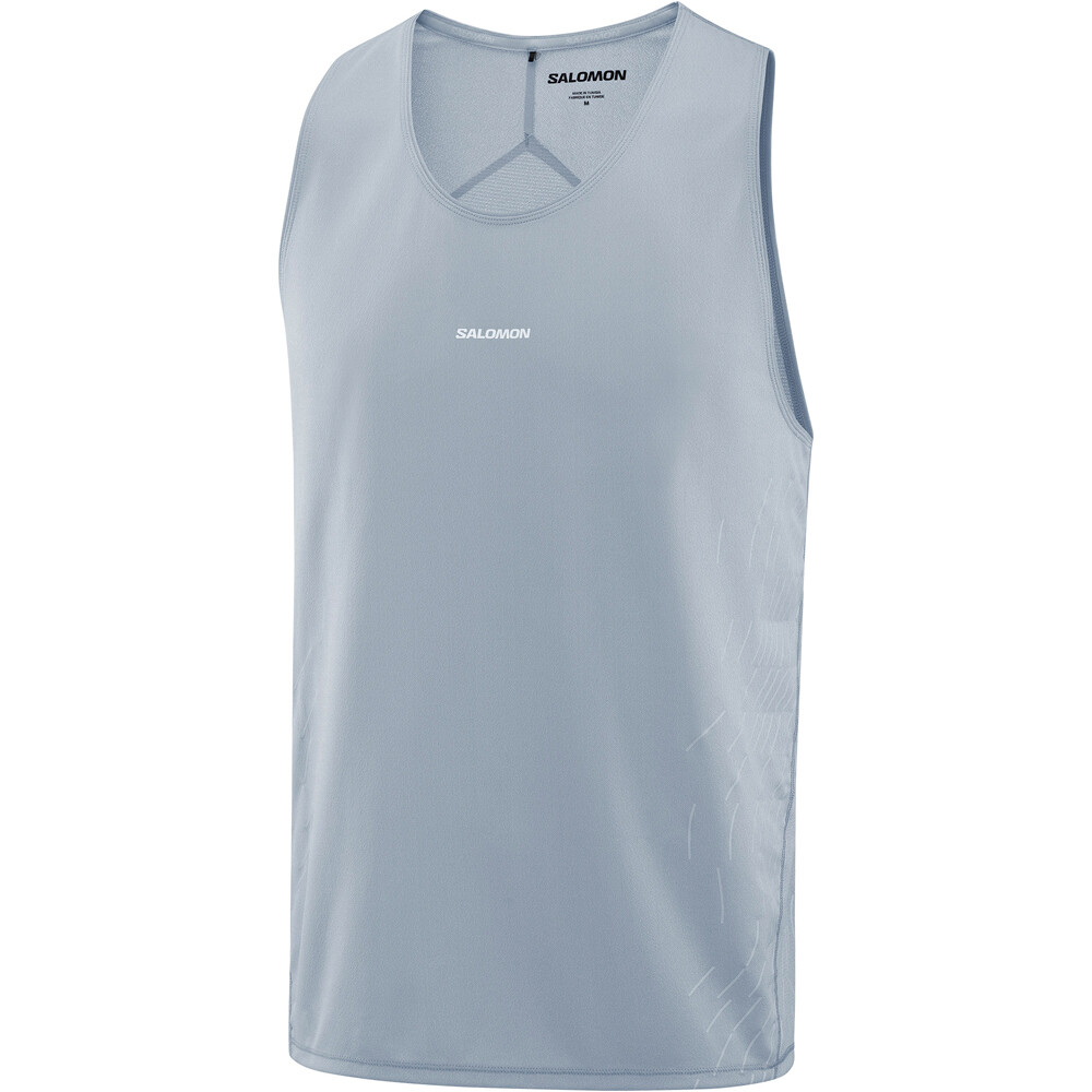 Salomon camisetas trail running tirantes hombre SENSE AERO SINGLET GFX AZUL 03
