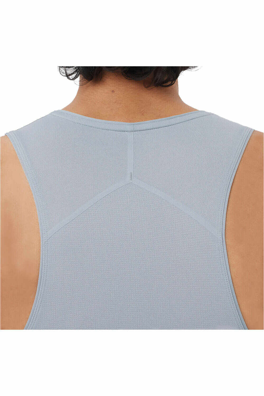 Salomon camisetas trail running tirantes hombre SENSE AERO SINGLET GFX AZUL vista detalle