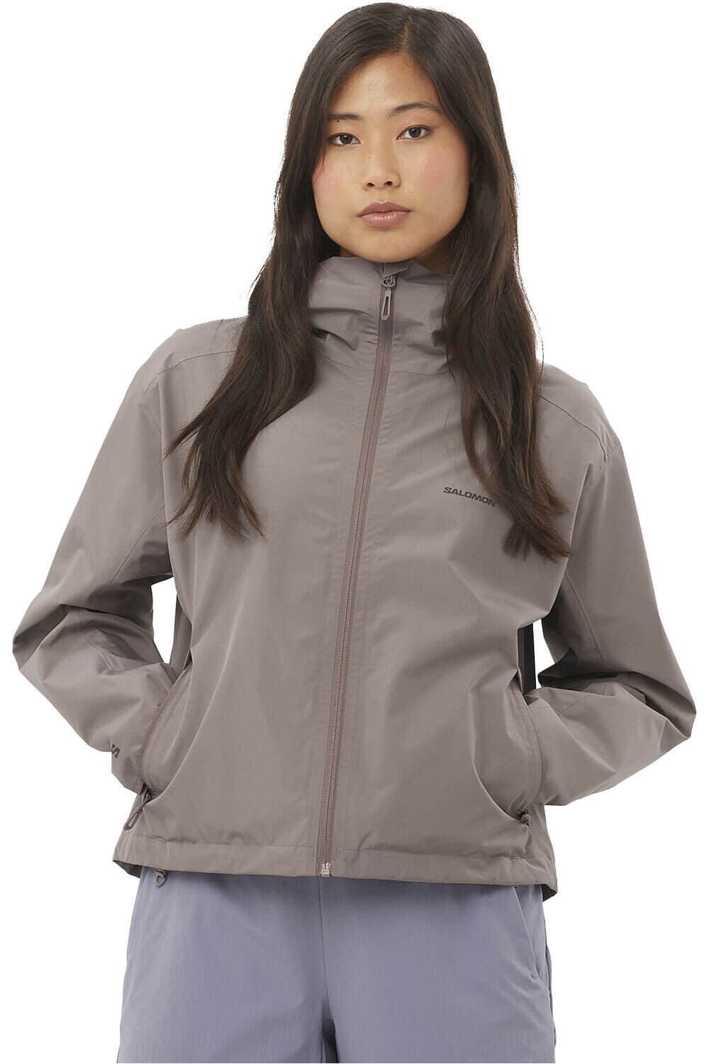 Salomon chaqueta impermeable mujer OUTSCAPE 2L NEGRO vista frontal