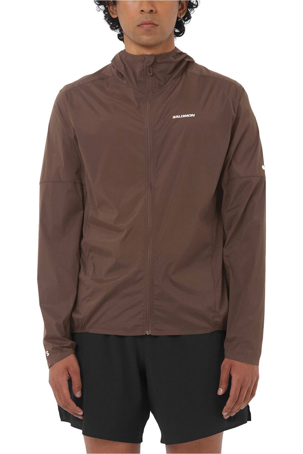 Salomon CHAQUETA TRAIL RUNNING HOMBRE SENSE AERO WIND MARRON vista frontal
