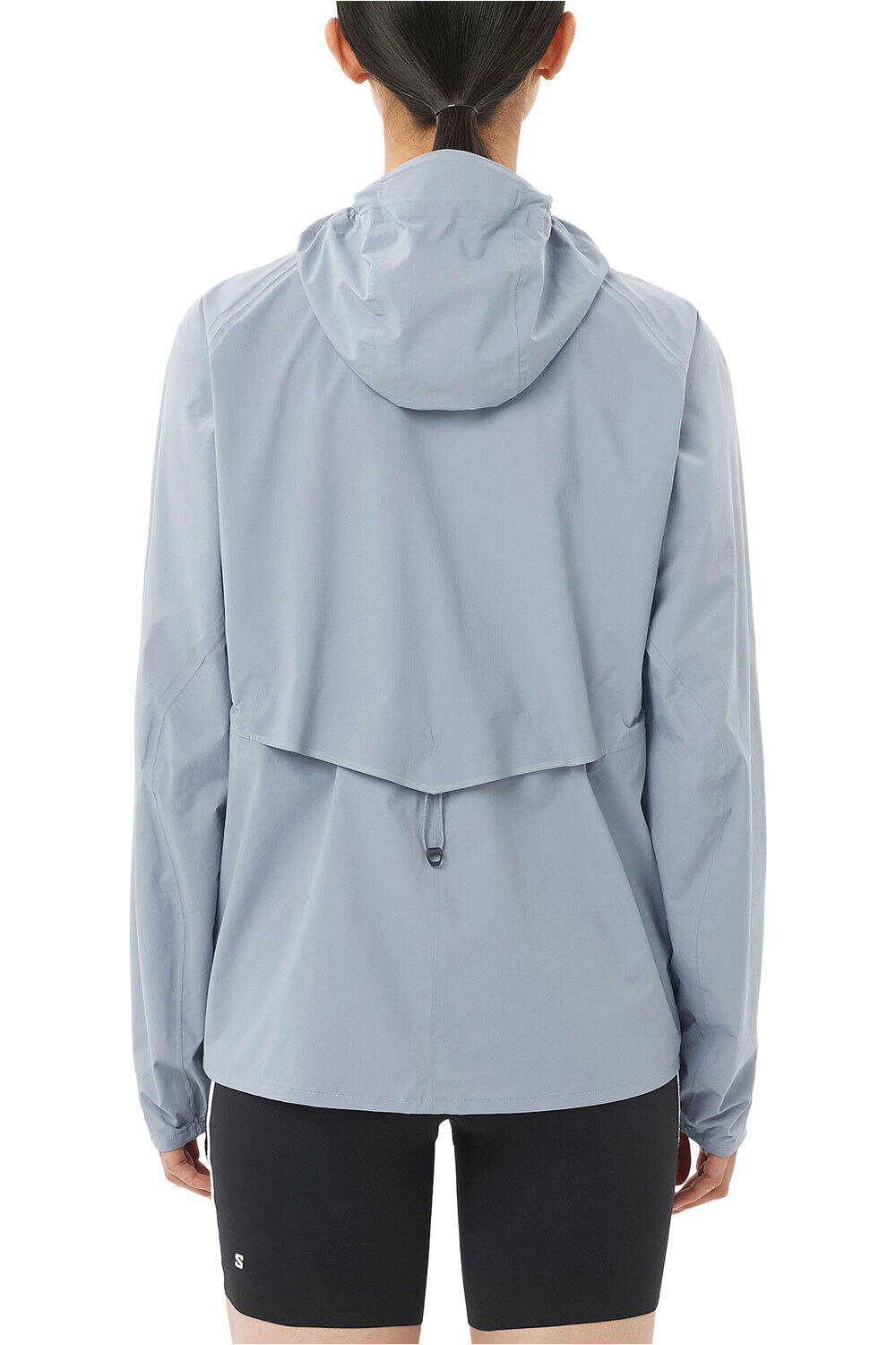 Salomon CHAQUETA TRAIL RUNNING MUJER BONATTI WATERPROOF AZUL vista trasera