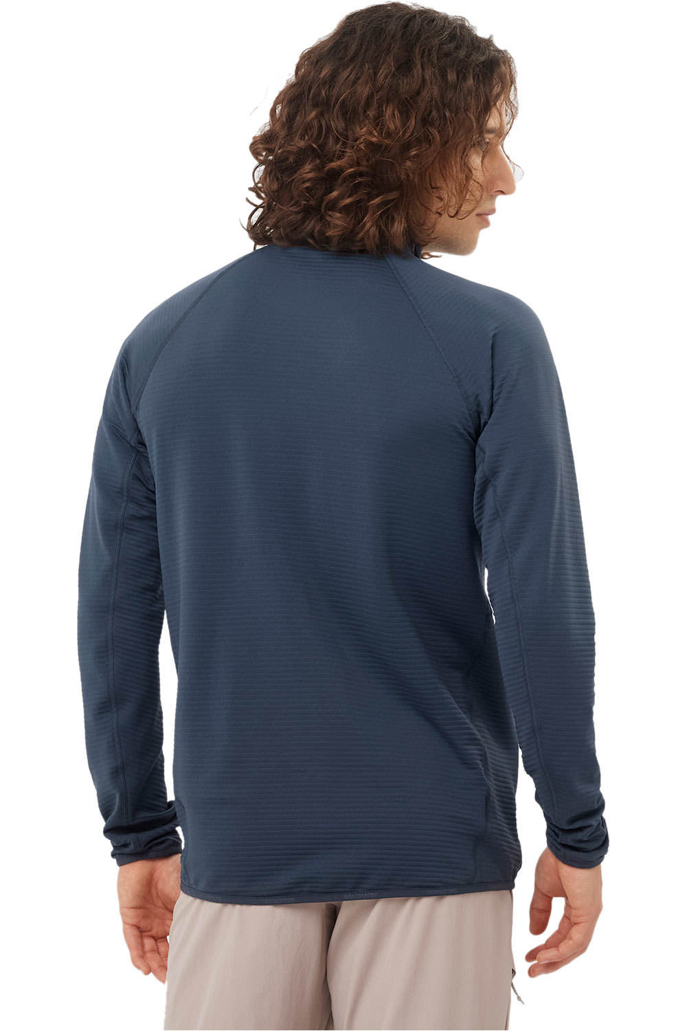 Salomon forro polar hombre ESSENTIAL LIGHTWARM AZUL vista trasera