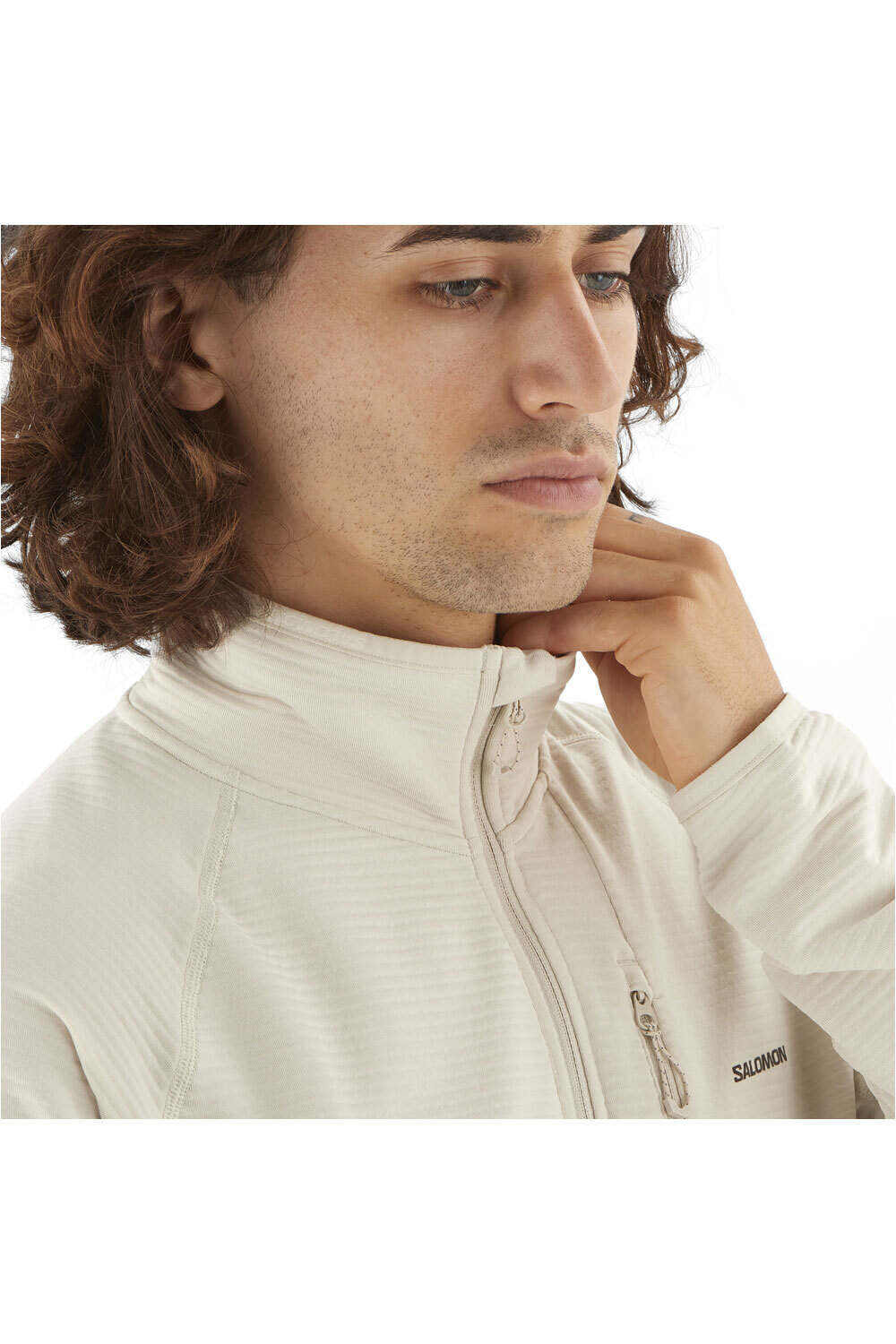 Salomon forro polar hombre ESSENTIAL LIGHTWARM BLANCO 03