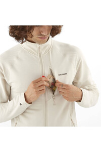 Salomon forro polar hombre ESSENTIAL LIGHTWARM BLANCO vista detalle