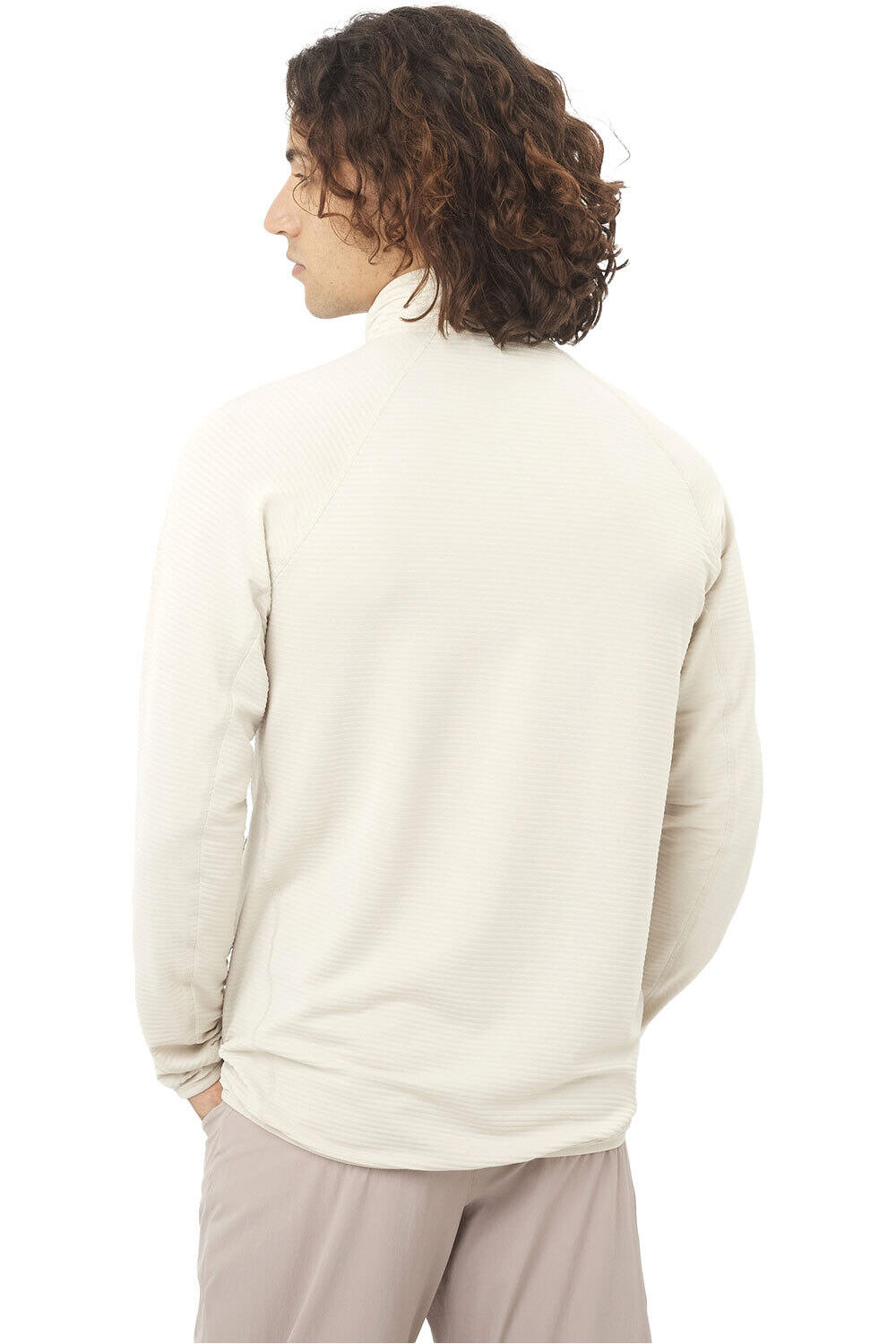 Salomon forro polar hombre ESSENTIAL LIGHTWARM BLANCO vista trasera