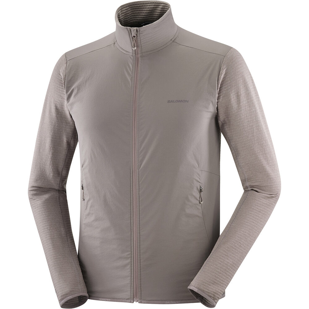 Salomon forro polar hombre ESSENTIAL LIGHTWARM HYBRID NEGRO vista detalle