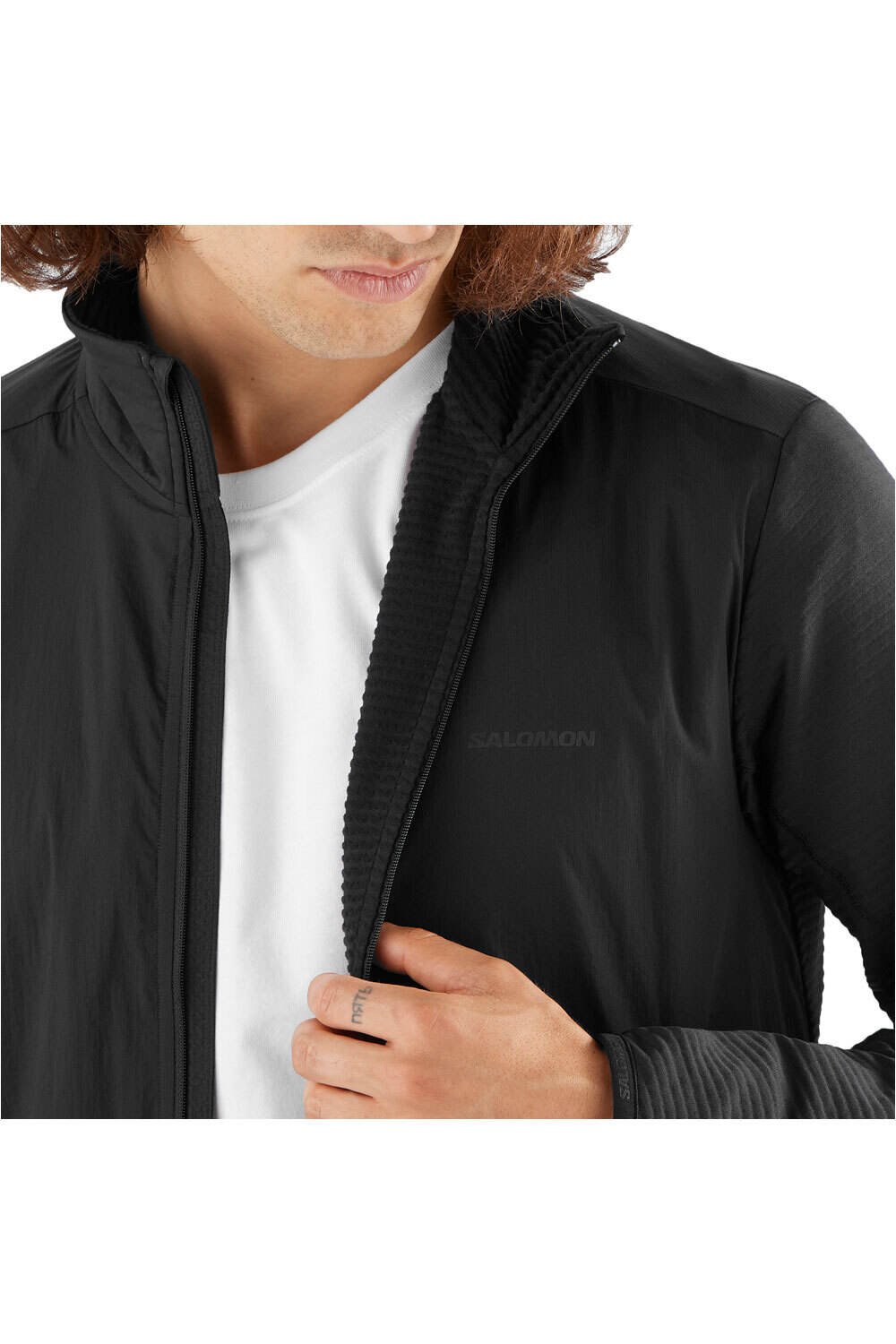 Salomon forro polar hombre ESSENTIAL LIGHTWARM NEGRO 05