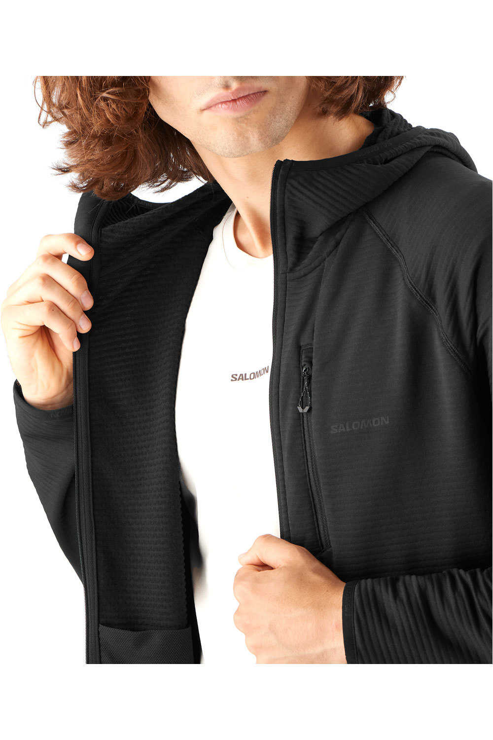 Salomon forro polar hombre ESSENTIAL LIGHTWARM NEGRO 06