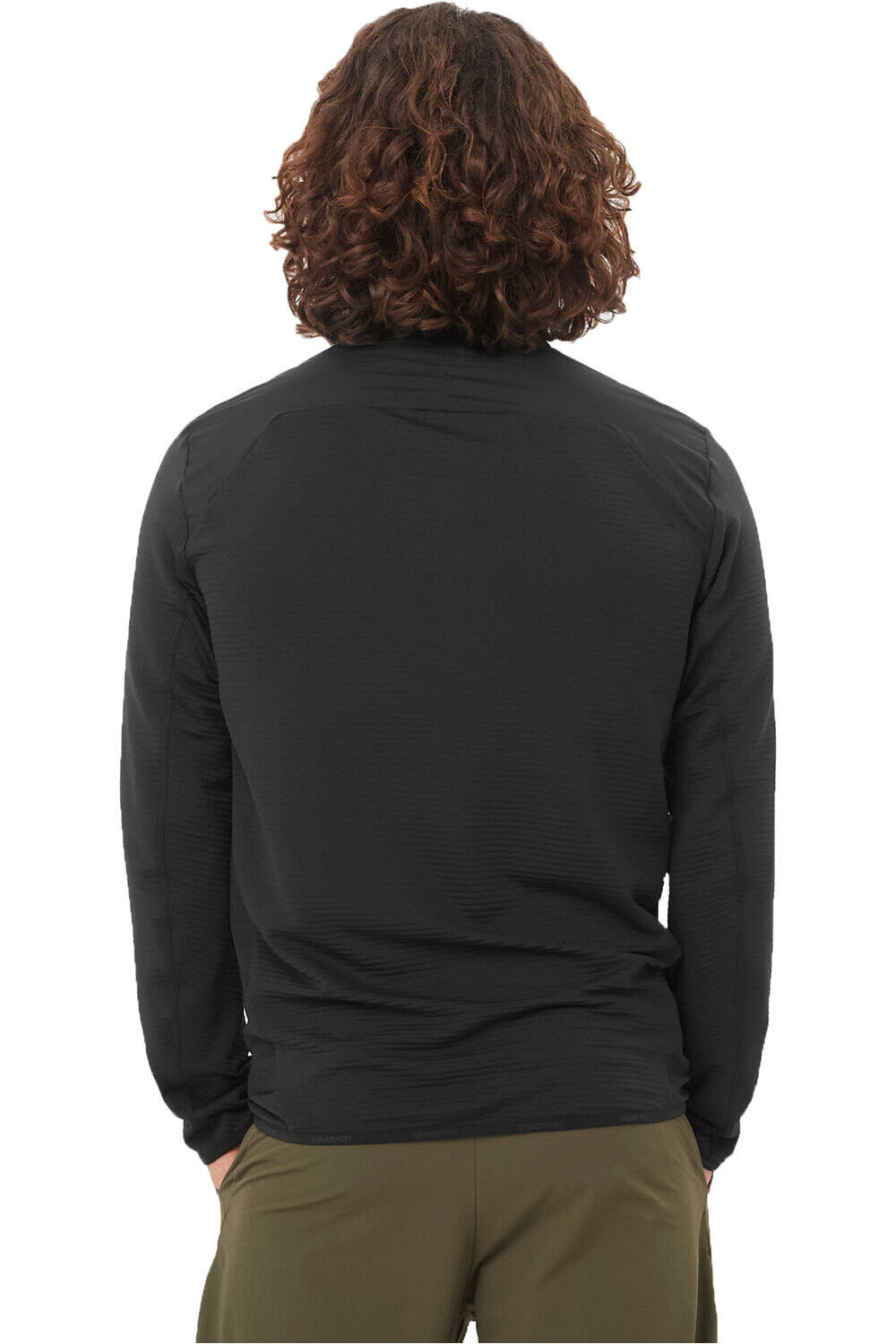 Salomon forro polar hombre ESSENTIAL LIGHTWARM NEGRO vista trasera
