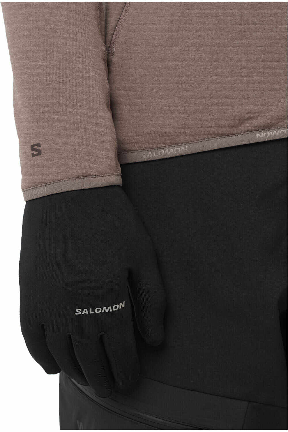 Salomon forro polar hombre SNTIAL LIGHTWARM FZ MARRON vista detalle