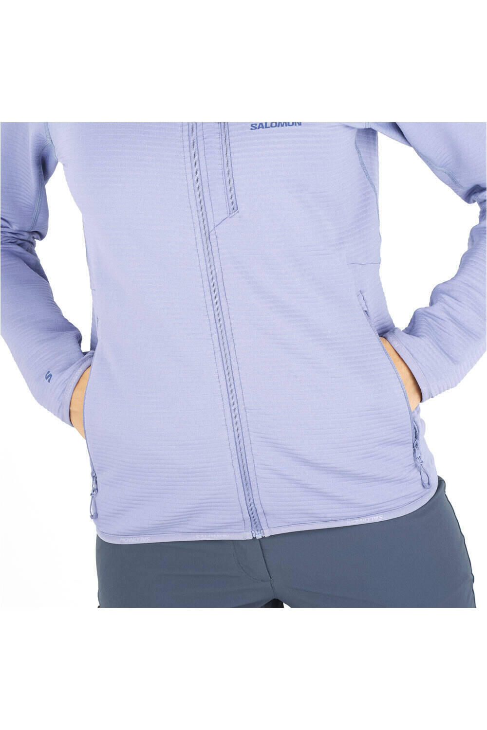 Salomon forro polar mujer ESSENTIAL LIGHTWARM AZUL vista detalle