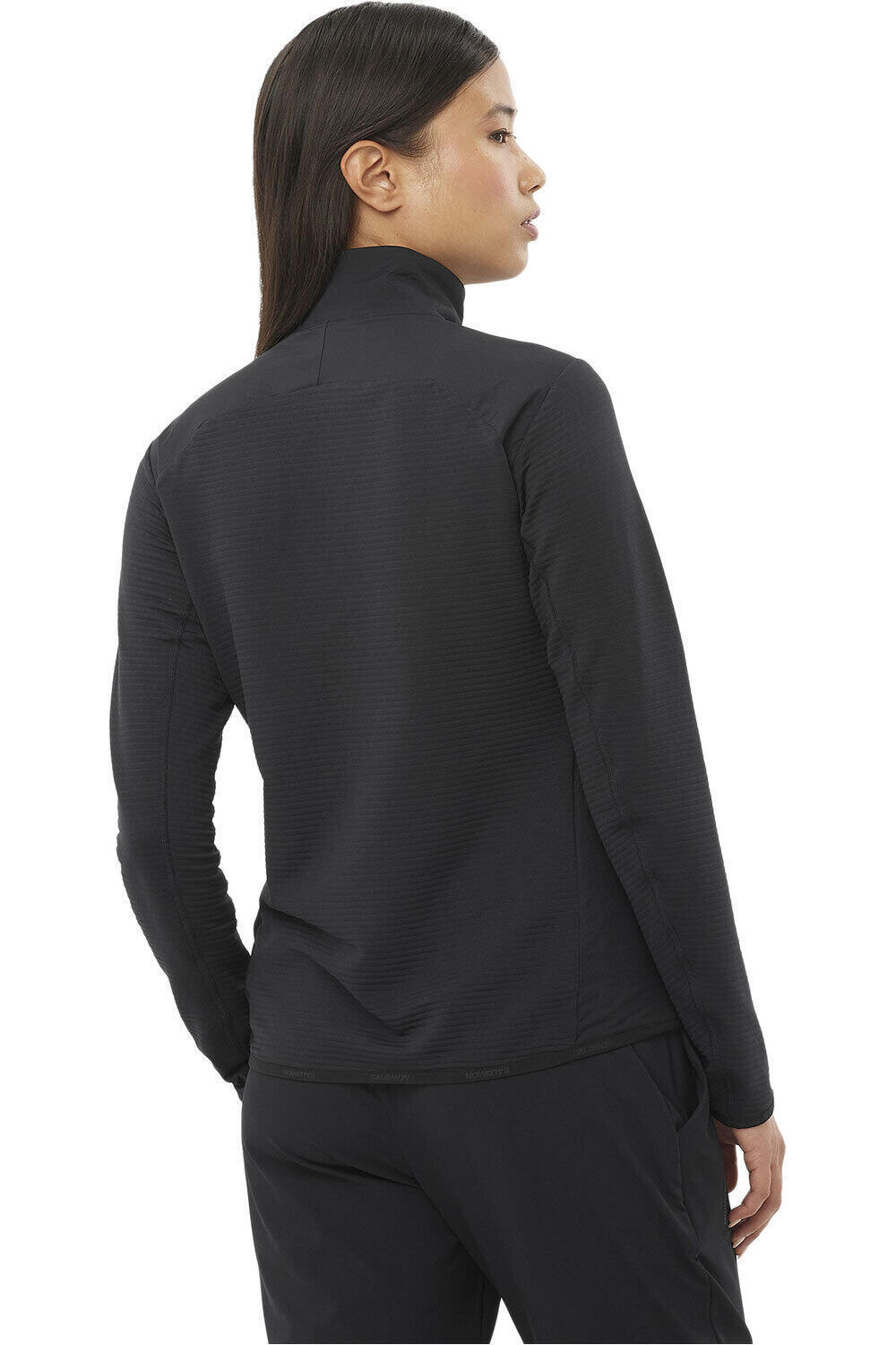 Salomon forro polar mujer ESSENTIAL LIGHTWARM HYBRID NEGRO vista trasera