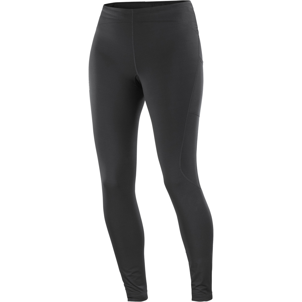 Salomon mallas trail running largas mujer SHKOUT CORE WARM NEGRO vista detalle