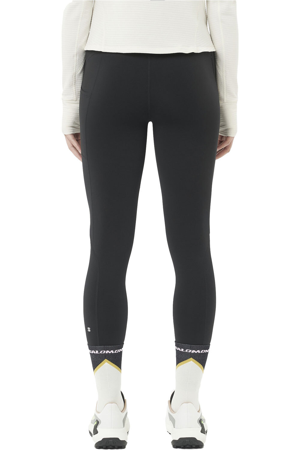 Salomon mallas trail running largas mujer SHKOUT CORE WARM NEGRO vista trasera