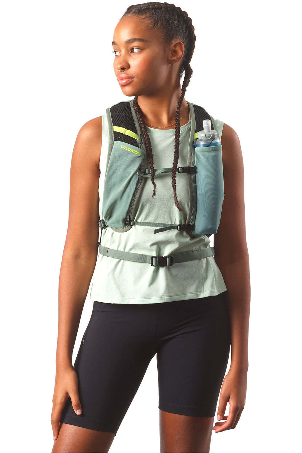 Salomon mochila montaña CROSS 12 VERDE vista frontal