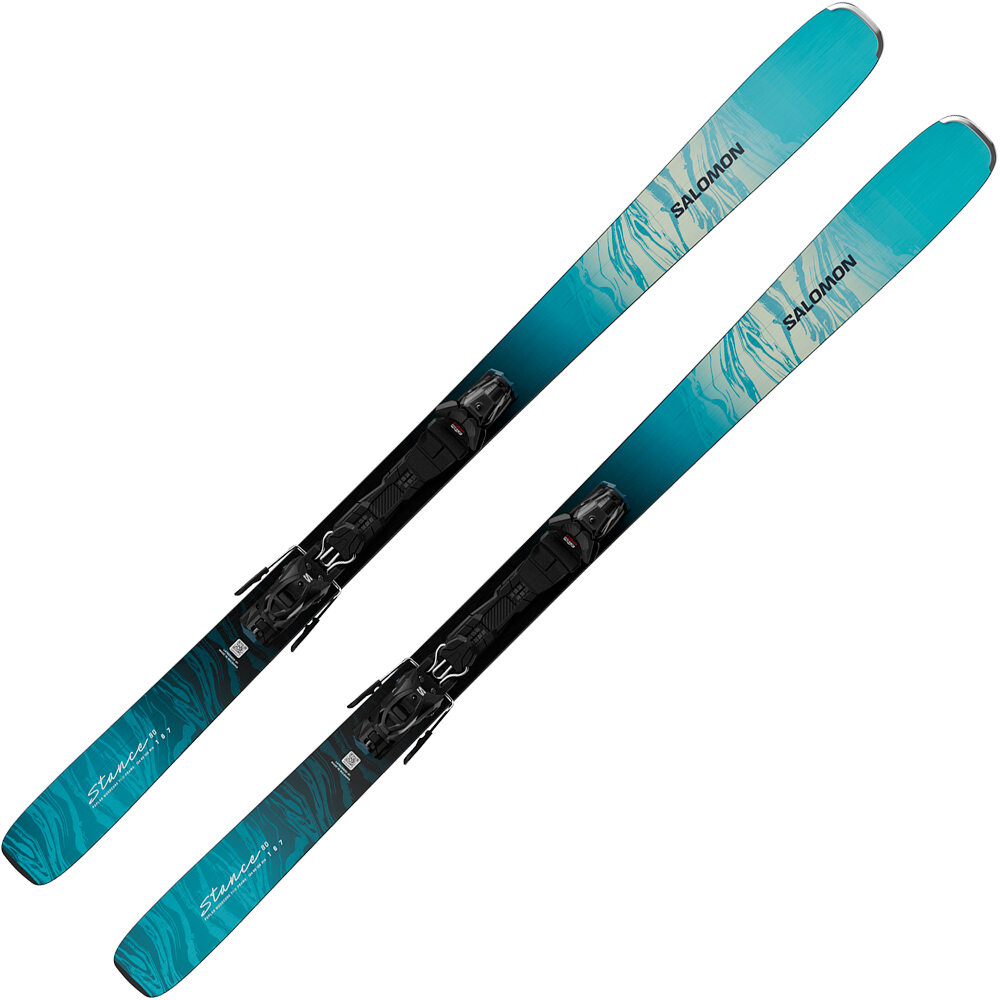 Salomon pack esquí y fijacion SKI SET E STANCE W 80 + M10 GW L80 A AZUL vista frontal