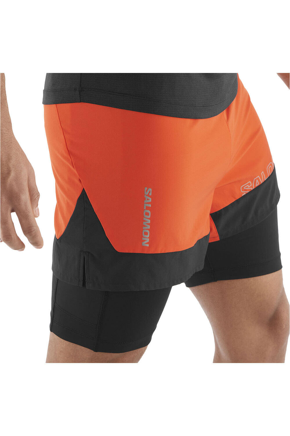 Salomon pantalón running hombre CROSS 2IN1 ROJO vista frontal