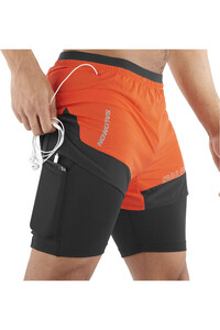 Salomon pantalón running hombre CROSS 2IN1 ROJO vista trasera