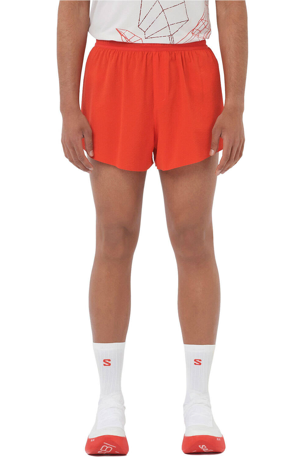 Salomon pantalón running hombre SENSE AERO SPLT 3 ROJO vista frontal