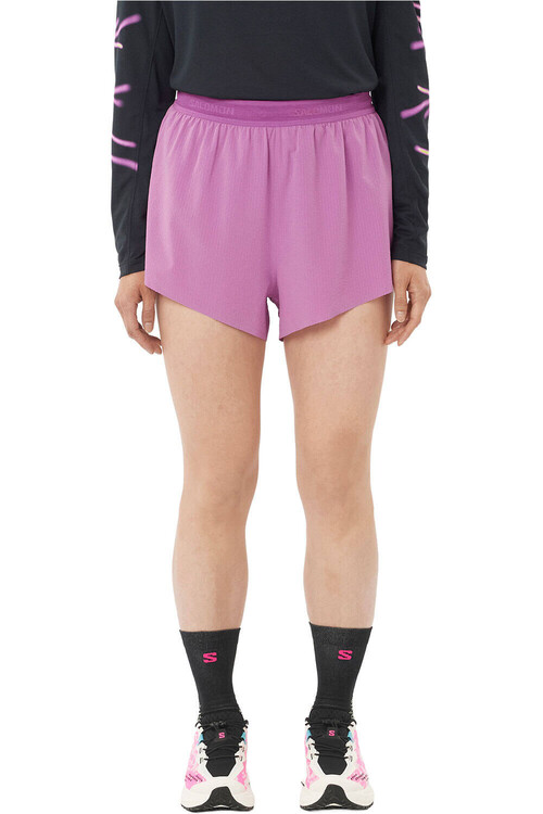 Salomon pantalones cortos trail running mujer SENSE AERO SPLT 3 ROSA