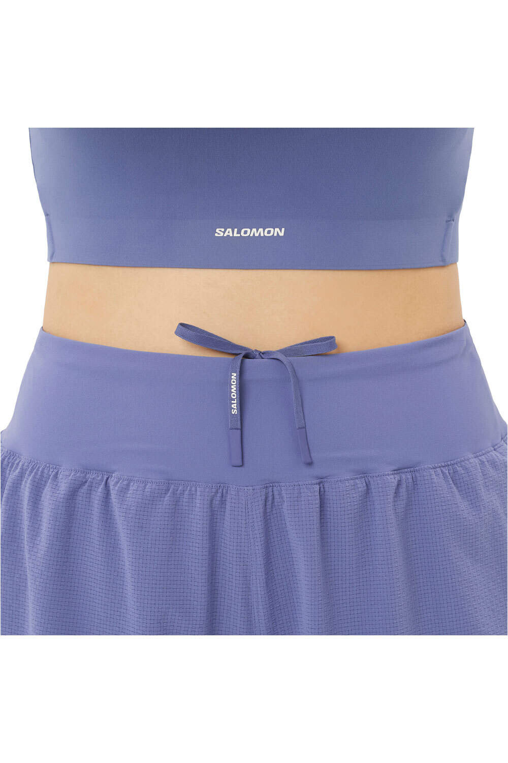 Salomon pantalones cortos trail running mujer SENSE AERO STOW 4 AZUL vista detalle
