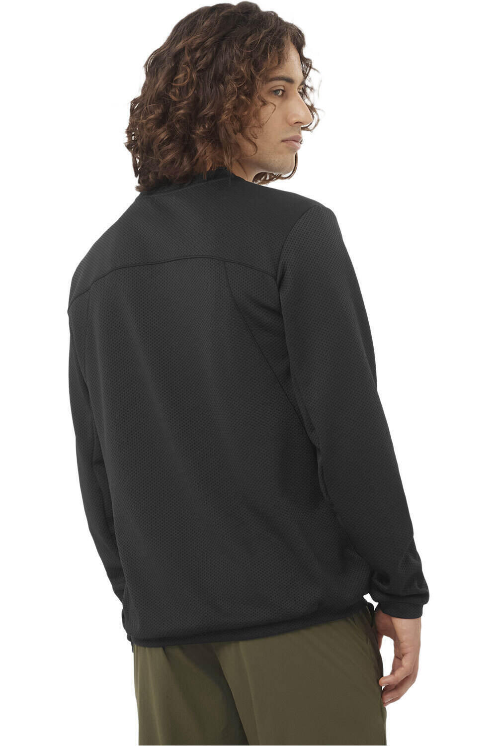 Salomon Sudaderas Montaña Hombre MOTOMESH CREWNECK NEGRO vista trasera