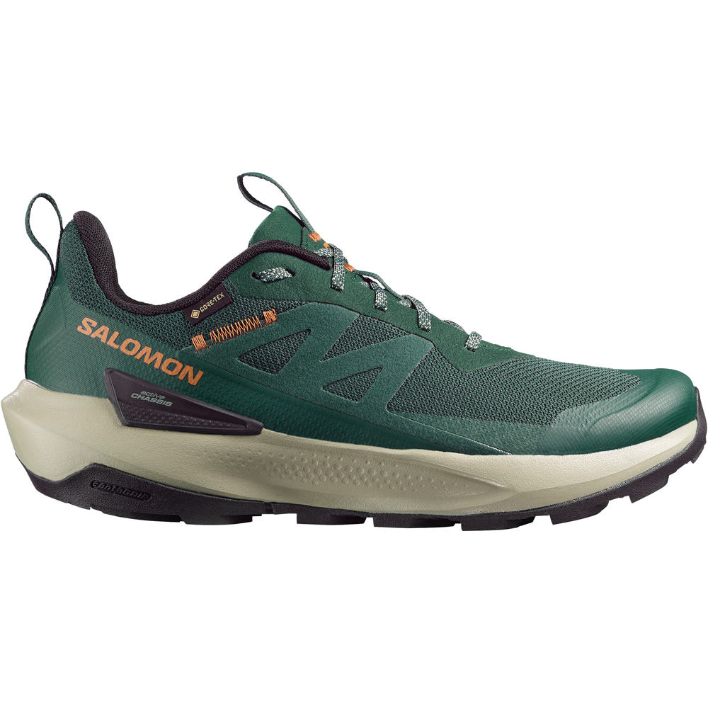 Salomon zapatilla trekking hombre ELIXIR ACTIV GORE-TEX VERDE lateral exterior