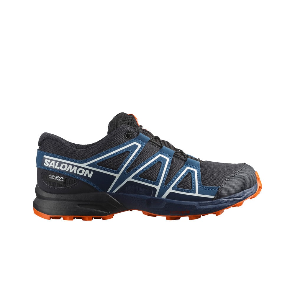 Salomon zapatilla trekking niño SPEEDCROSS WP J AZUL lateral exterior