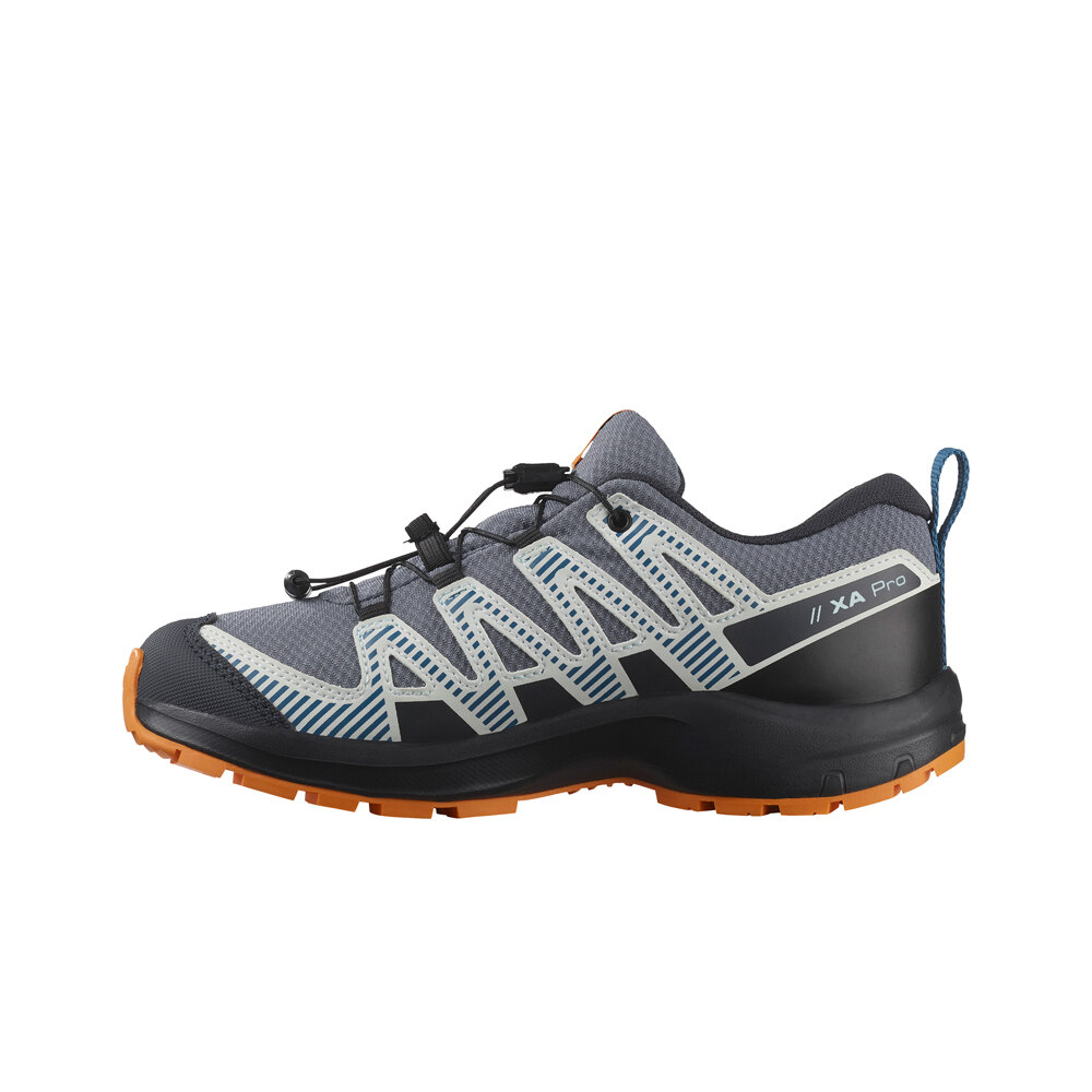 Salomon zapatilla trekking niño XA PRO V8 WATERPROOF GRIS puntera
