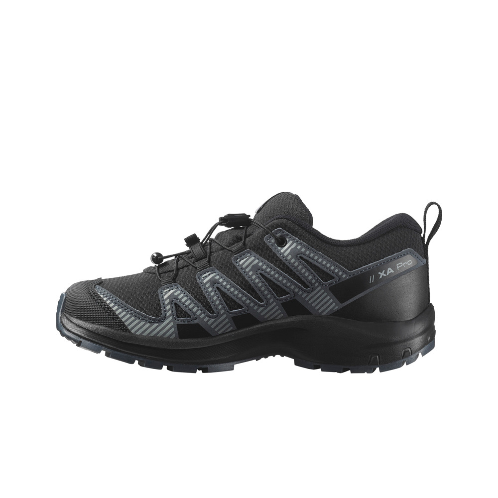 Salomon zapatilla trekking niño XA PRO V8 WATERPROOF NEGRO lateral interior