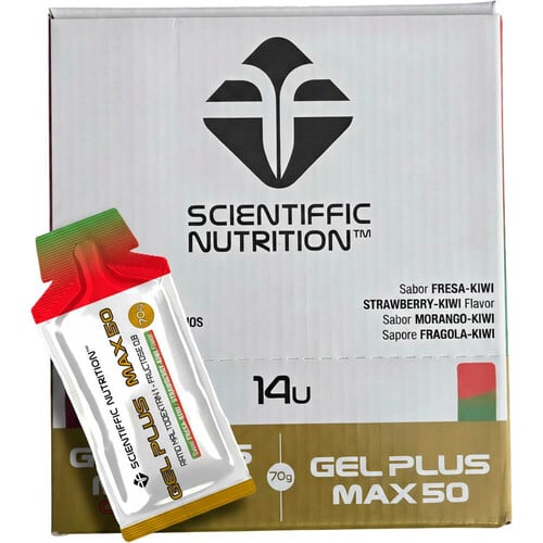 SCIENTIFFIC NUTRITION CAJA GEL + MAX 50 70G FRESA KIWI 14UDS