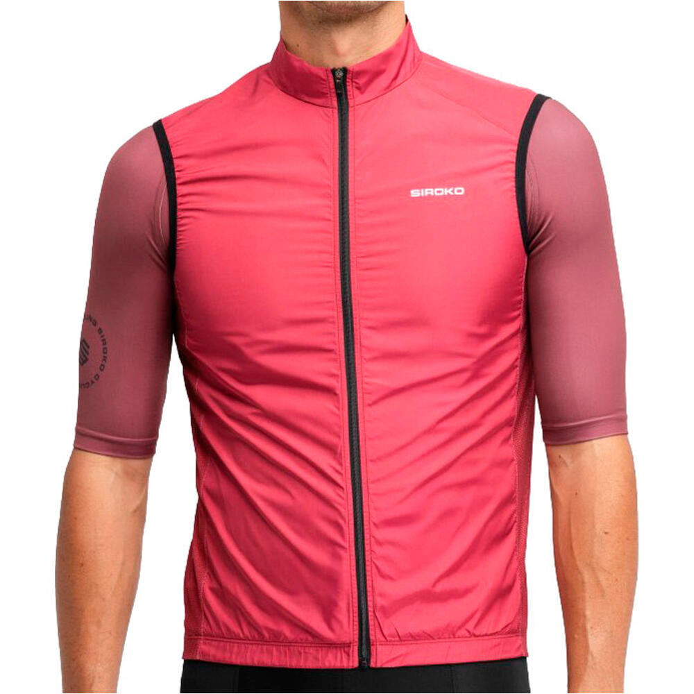 Siroko chaleco ciclismo cortavientos V1 Hautacam ROJO vista frontal